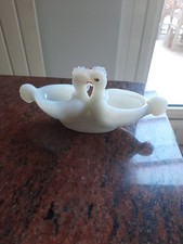 Ancienne Salière En Verre Opalin Signé SV