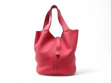 SAC A MAIN HERMES PICOTIN 26 EN CUIR GRAINE BOUGAINVILLIER ROUGE LEATHER HANDBAG