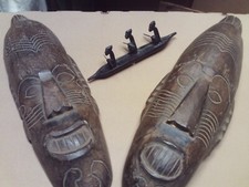 2MASQUES AFRICAIN+PETITE PIROGUE