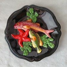 ASSIETTE POISSON CRUSTACE TROMPE L'OEIL BARBOTINE VALLAURIS