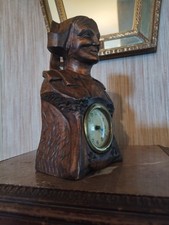 Pendulette Bretonne en Bois Sculpté Signée Henri Gourien