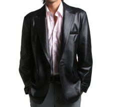 Blazer En Cuir Noir Pour Homme