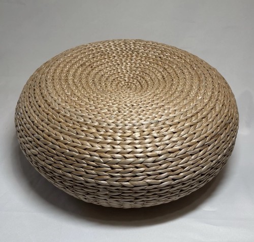Woven rattan round pouf - rattan,