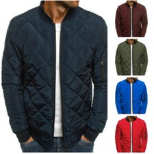 Hommes Coton Manteau Rembourré Blouson Matelassé Extérieur Éclair Dessus Hiver