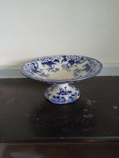 PRESENTOIR EN FAIENCE CREIL MONTEREAU FLORA ANCIEN COMPOTIER SUR PIEDOUCHE