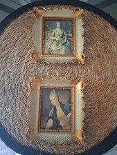 2 Ancien TABLEAU Emaux Procédé HELCA Martelé  :  Princesse de Cour à identifier