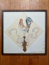 CHARLES SPINDLER - PEINTURE À L'AQUARELLE COQ DE LA VICTOIRE 14-18 ALSACE WW1