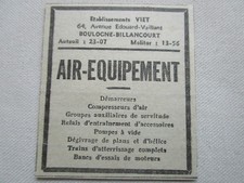 37-38 PUB AIR EQUIPEMENT VIET DEMARREUR COMPRESSEUR TRAIN ATTERRISSAGE AVION AD