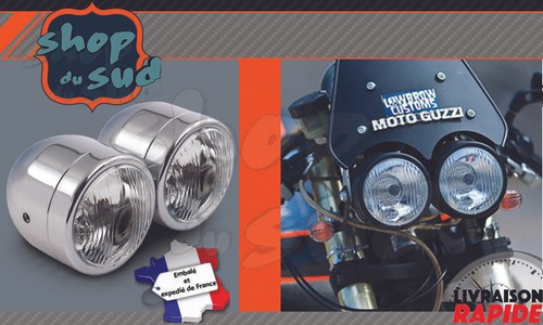 Phare double moto harley - double, cafe