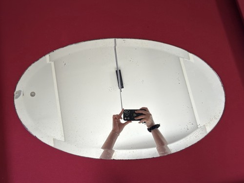 Miroir biseauté ovale ancien - miroir,