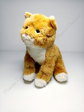 Peluche/Doudou Chat Blanc Roux Nez Rose Yeux Vert Durs 30x25cm - Anna Club Plush