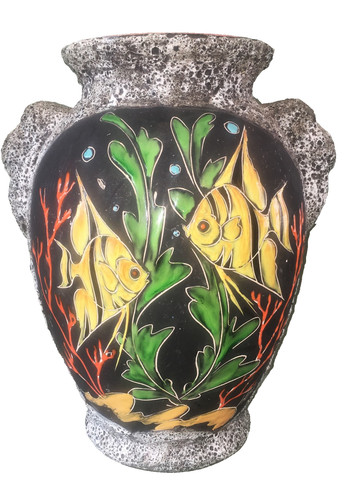 Grand vase décor - , poissons