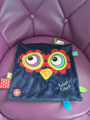 Doudou plat hibou label - doudou,