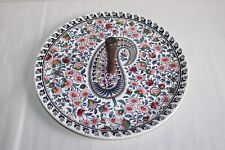 Plateau à fromages en faïence de Gien décor cachemire, dia. 30.5 cm