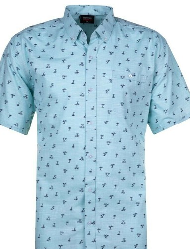 Chemise imprimée palmier bleu - imprimée,