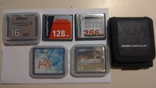 lot 5 CompactFlash cartes photo + sacoche 16mb 128mb 256mb