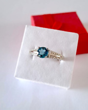 Bague topaze Blue London argent 925 / or blanc T 56 +