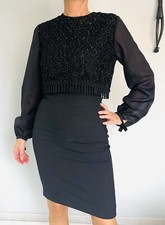 Blouse nylon vaporeuse Crop à franges et losange pailleté Vintage 1960s