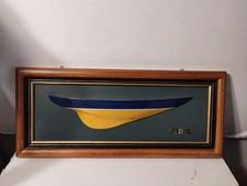 CADRE BOIS  BATEAU DEMI COQUE YANKEE 45X20 CM AQUAVENTURE NEUF BOITE D