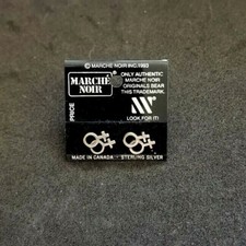 Boucles D'Oreilles Femmes Double Noir (2) Argent Sterling 925