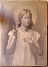 TABLEAU ANCIEN - ROBERT DUGAS VIALIS HUILE SUR TOILE ANGE BENISSANT 57 X 40 cm