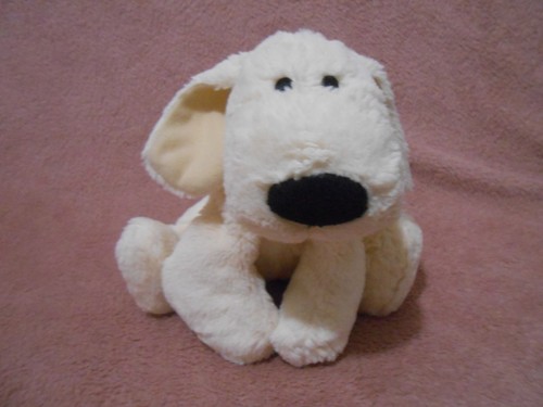 Peluche doudou chien blanc - peluche,