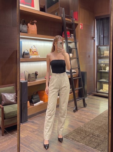 Pantalon cuir véritable gris - cuir,