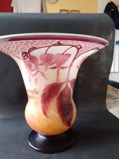 Ancien vase art nouveau signé A Delatte Nancy. Verre multicouche. Pate de verre.
