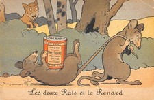 CPA ILLUSTRATEUR / BENJAMIN RABIER / PUBLICITE LOMBART / LES DEUX RATS ET LE REN