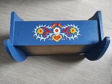 Ancien berceau lit poupée Haba art populaire Allemand décor Hollandais oiseaux 