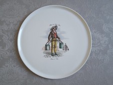Plat à tarte / gâteaux en  Porcelaine de Limoges "Métiers du vieux Paris" D.30cm