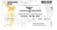 RARE / TICKET BILLET CONCERT - JOHNNY HALLYDAY : LIVE A BRUXELLES BELGIQUE 2009