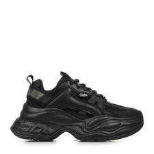 Chaussures Baskets Buffalo femme Yuno Noir Noire Synthétique Lacets