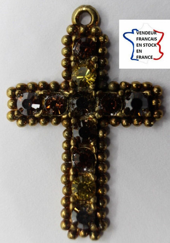 Pendentif croix laiton - pendentif,