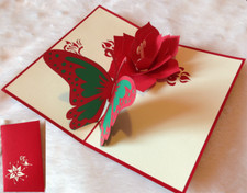 Magnifique "PAPILLON" en carte de voeux 3D Pop Up pour toute occasion Kirigami