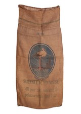 Ancien Sac en Toile de Jute Potasse d'Alsace Cigogne