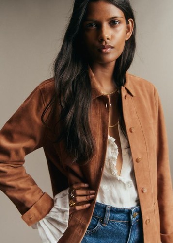 Sezane veste chemise cuir daim - veste-chemise,