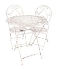 Set 3 Pièces Petite Table Et Deux Chaises De Balcon Terrasse Jardin En Shabby