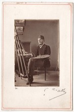 Portrait d'un peintre devant son chevalet avec sa palette Photo Cabinet 1880