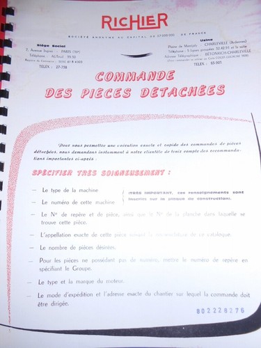 Ancien catalogue pièces - ancien,