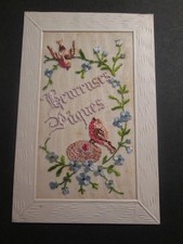 carte brodee oiseaux heureuses