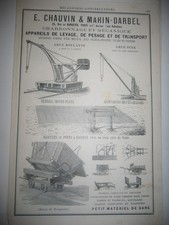 Pub 1878 - E. Chauvin & Marin Darbel appareil levage