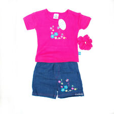 Ensemble court été bébé fille, haut rose, short en denim et bandeau 6-12,12-18,18-23.