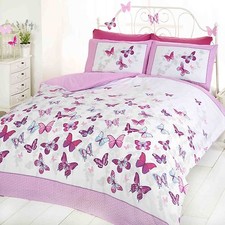 Papillon Flutter Pink Double Set Housse de Couette Neuf