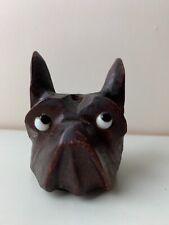 ANCIENNE TETE BOIS SCULPTE - FRENCH BULLDOG - PORTE CRAYON ?