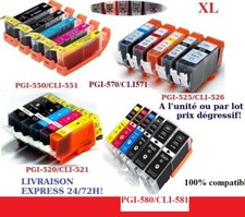Cartouches XL pour Canon Pixma PGI CLI 525 526 520 521 550 551 570 571 580 581 