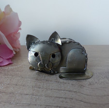 Sculpture chat miniature en métal AVO fabriqué au mexique, chat style brutaliste