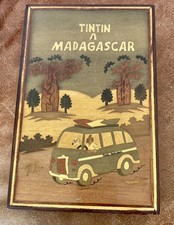 Boîte Bois Ouverture Secrète Madagascar Tintin Van VW Vintage marquèterie
