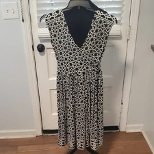 Black and White Geometric Midi Dress