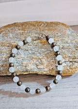 Bracelet jade blanc pyrite - bracelet,
